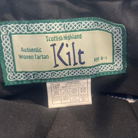 SCOTTISH HIGHLAND UK KILT CHILD PURPLE BLUE WHITE TARTAN PLAID SKIRT AGE 0-1 - Picture 6 of 9